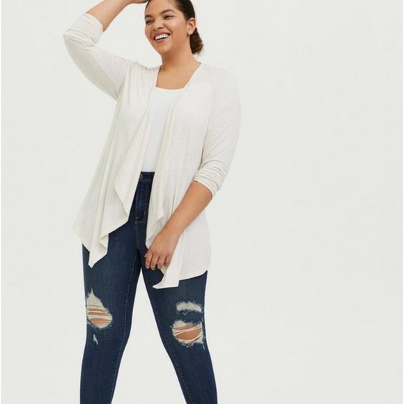 Torrid super soft crochet back open front cardigan size 4 - Picture 2 of 3